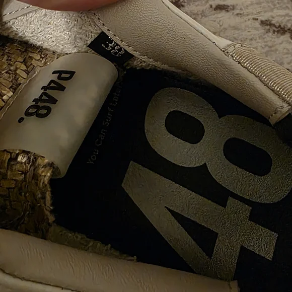 P448 Thea Leather Suede Platform Sneakers Size 38 You can Surf Later Skater - Picture 9 of 10